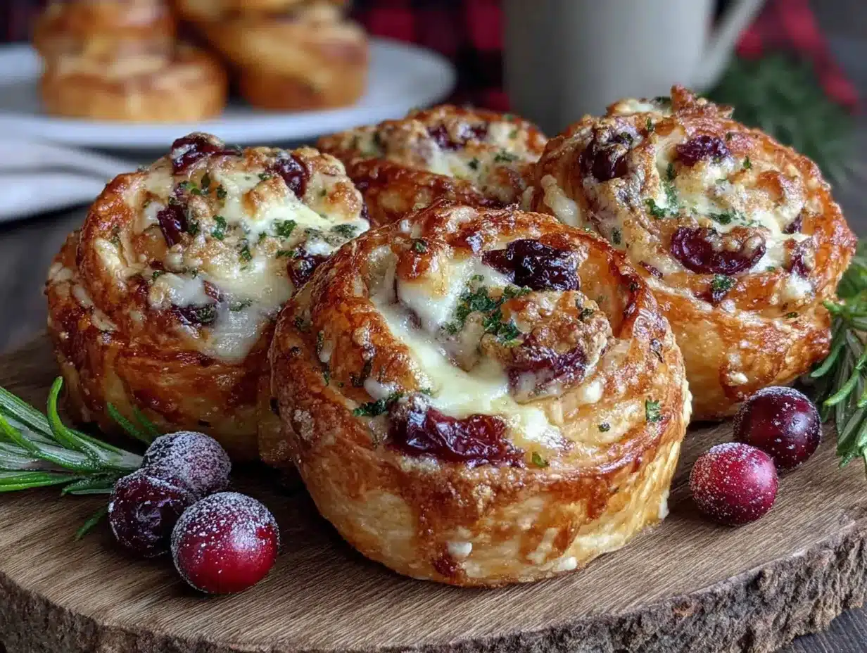 Blätterteigschnecken mit Cranberry und Brie preparation steps