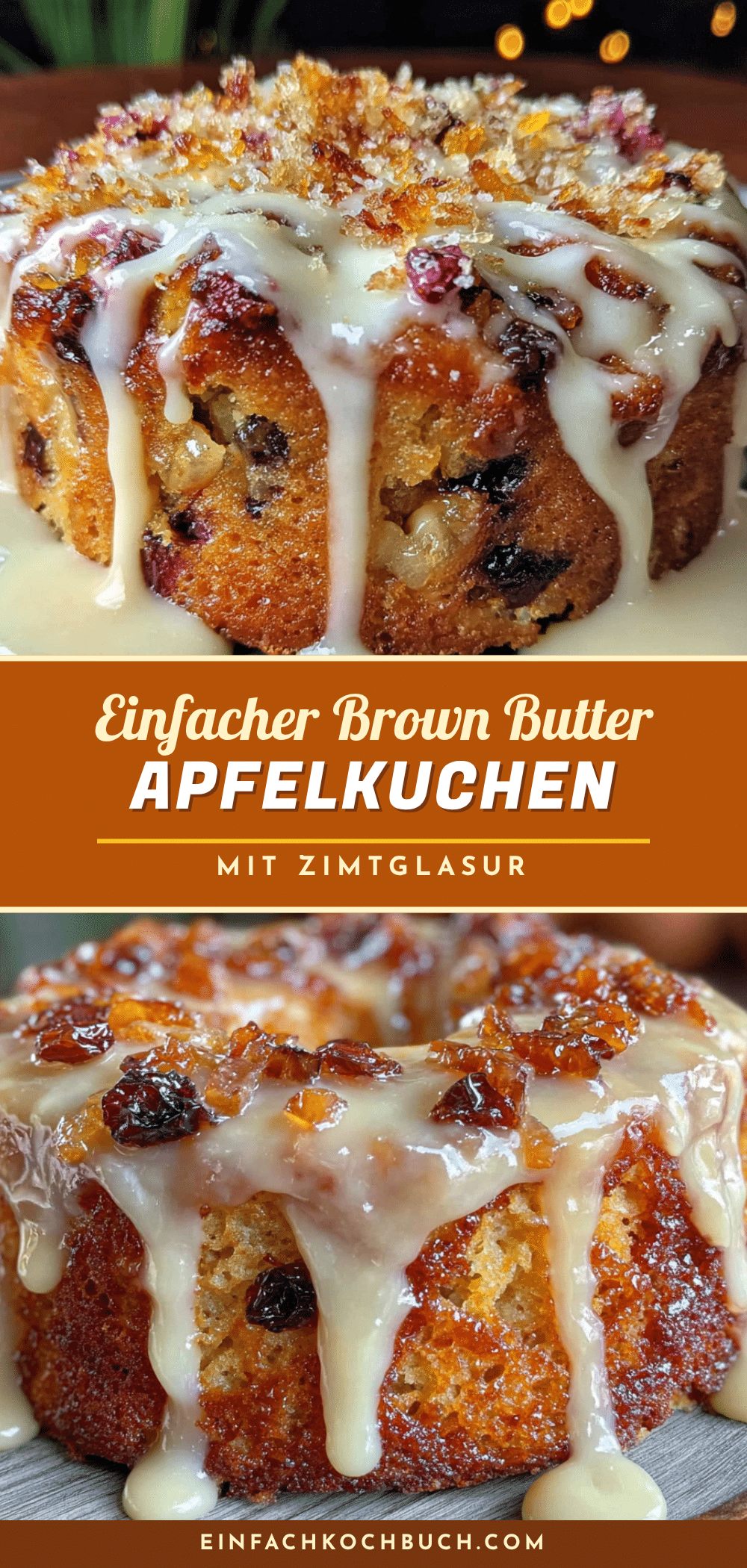 Einfacher Brown Butter Apfelkuchen mit Zimtglasur recipe