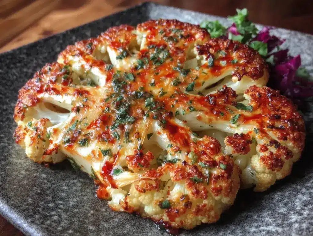 Knusprige Knoblauch-Parmesan Blumenkohlsteaks - featured image