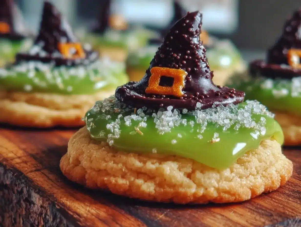 Leichte geschmolzene Hexen-Halloween-Kekse preparation steps