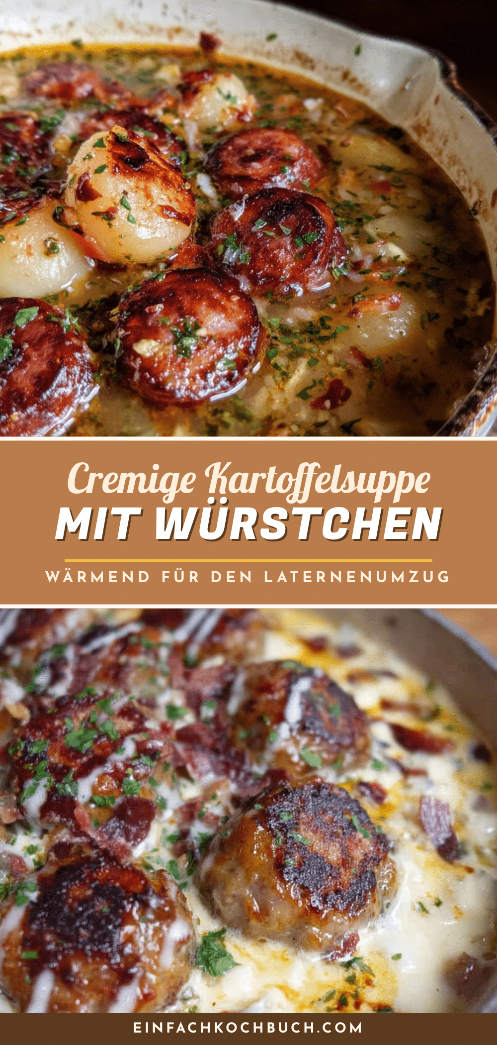 cremige Kartoffelsuppe mit Würstchen recipe
