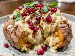 gefüllte Süßkartoffeln mit Tahini-Dip - featured image