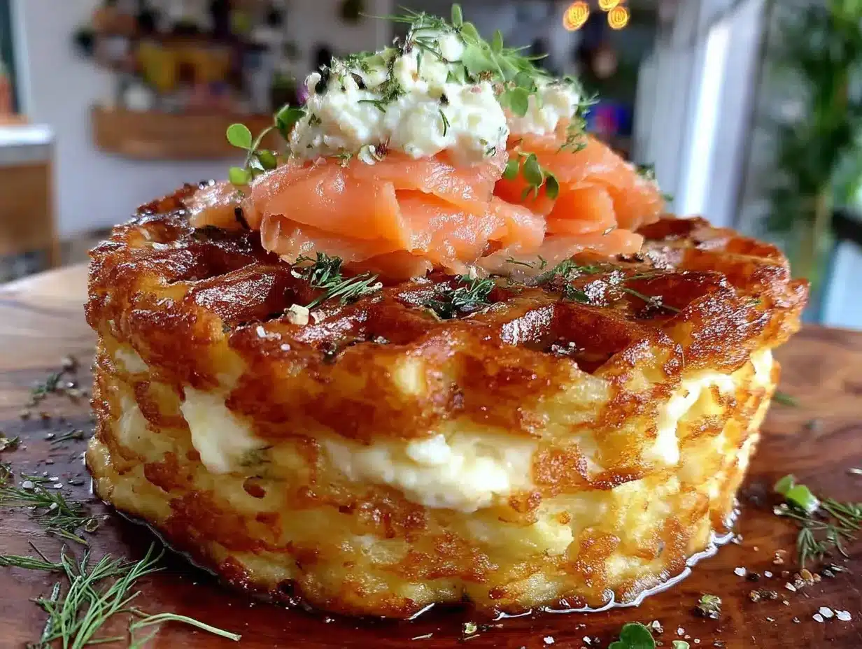 Kartoffel-Rösti-Waffeln mit Räucherlachs preparation steps