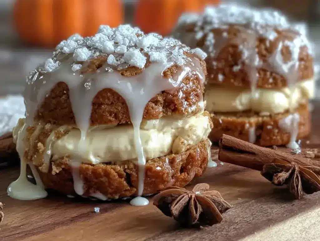 Leichte Lebkuchen-Sandwichkekse mit cremiger Frischkäsefüllung - featured image