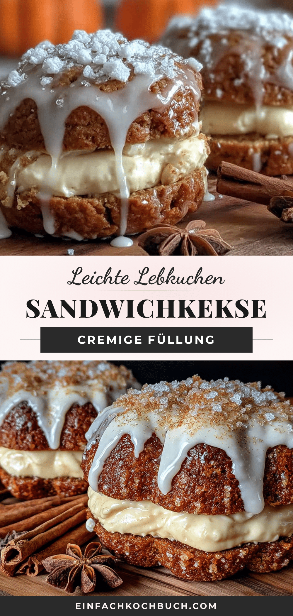 Leichte Lebkuchen-Sandwichkekse mit cremiger Frischkäsefüllung recipe