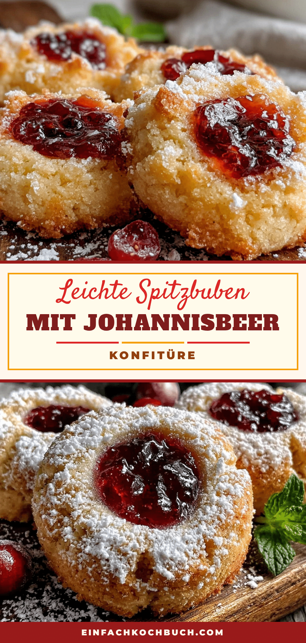 Leichte Spitzbuben mit Johannisbeerkonfitüre recipe