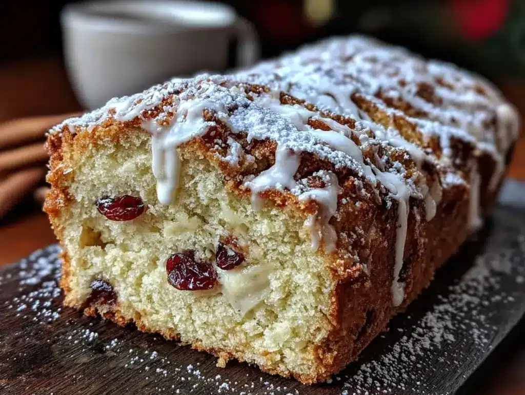 Leichter Quarkstollen mit Marzipan und Rumrosinen - featured image