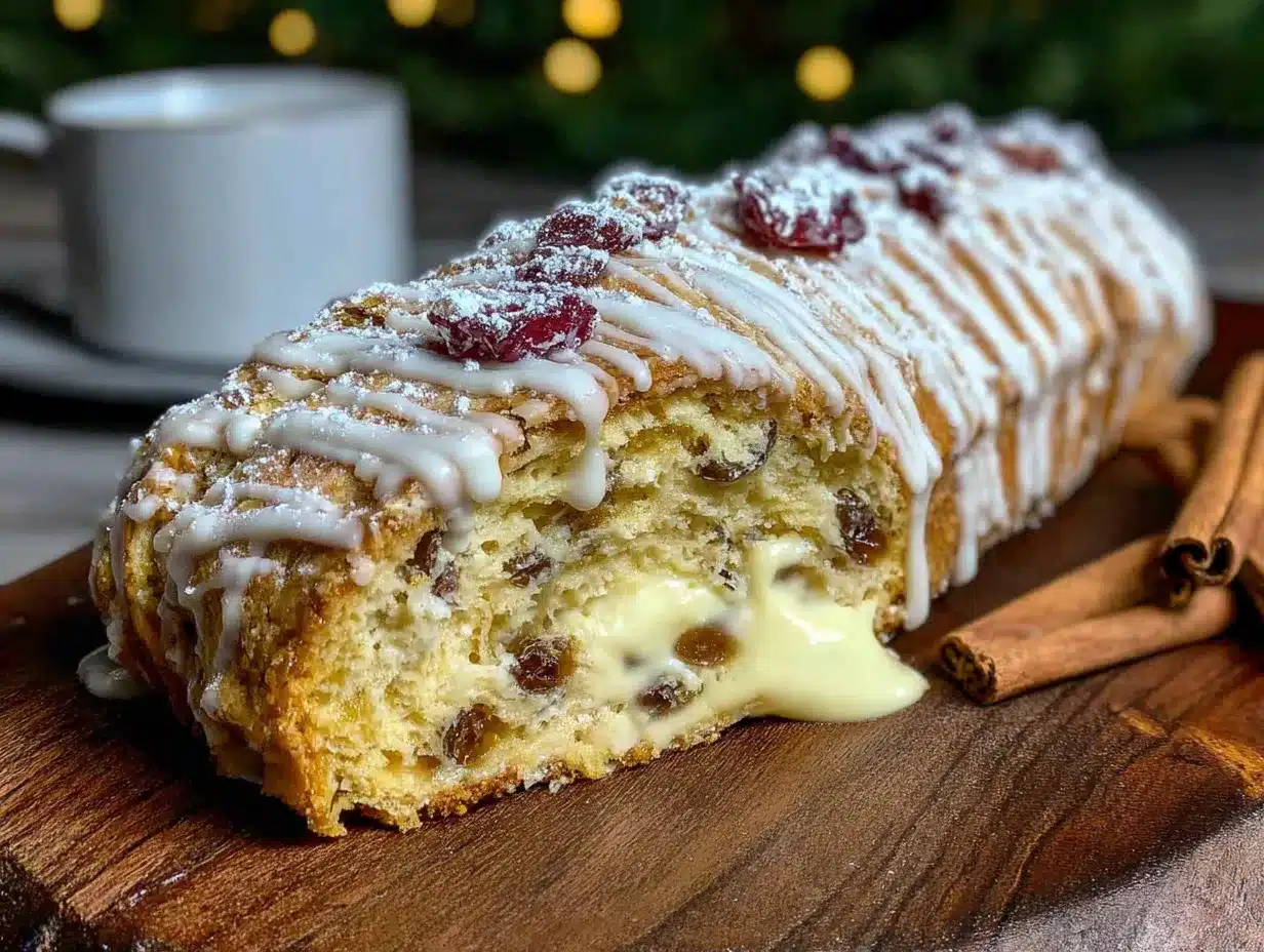 Leichter Quarkstollen mit Marzipan und Rumrosinen preparation steps