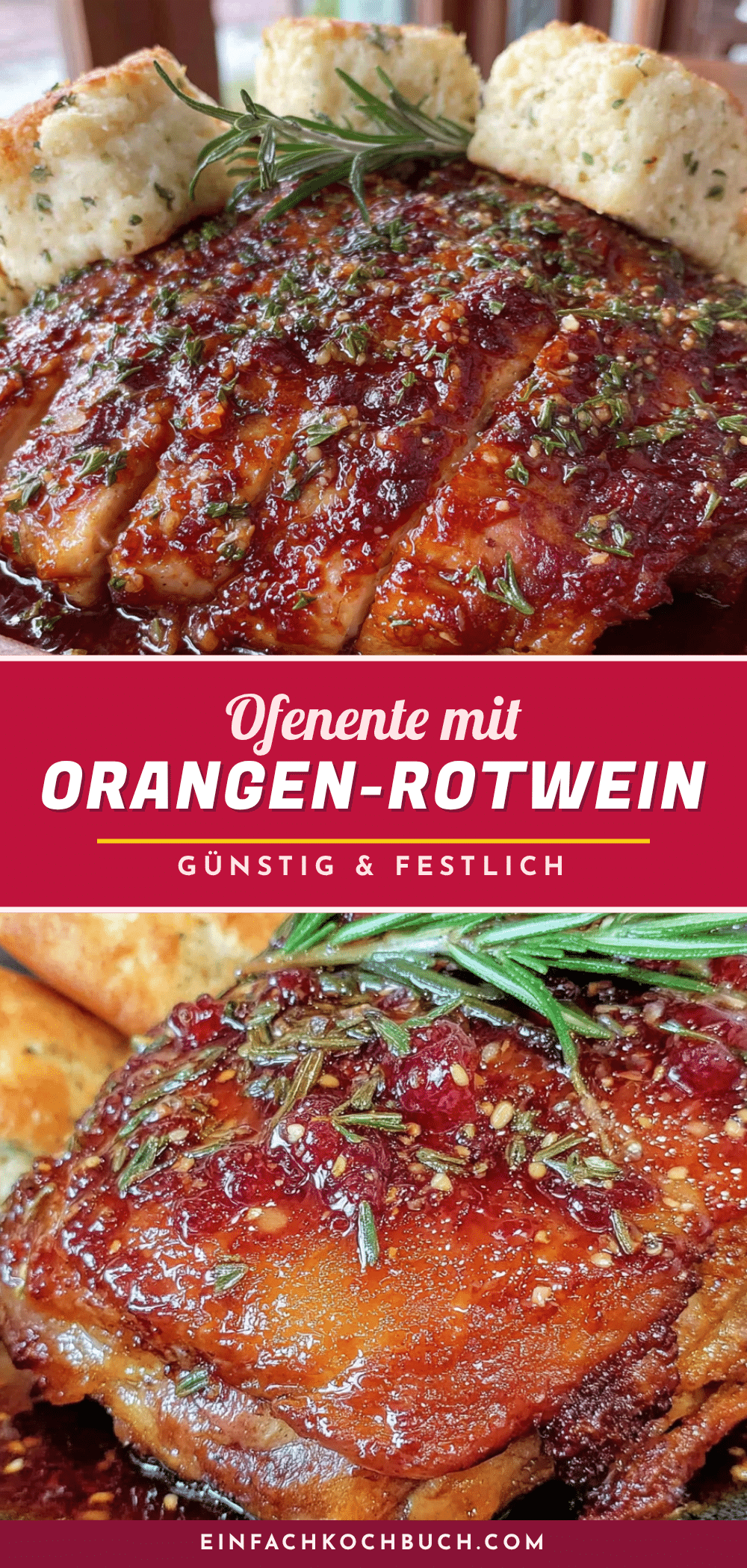 Ofenente mit Orangen-Rotwein-Soße recipe