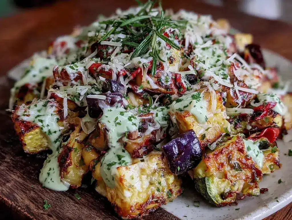 Ofengemüse mit Feta und Kichererbsen-Dip - featured image