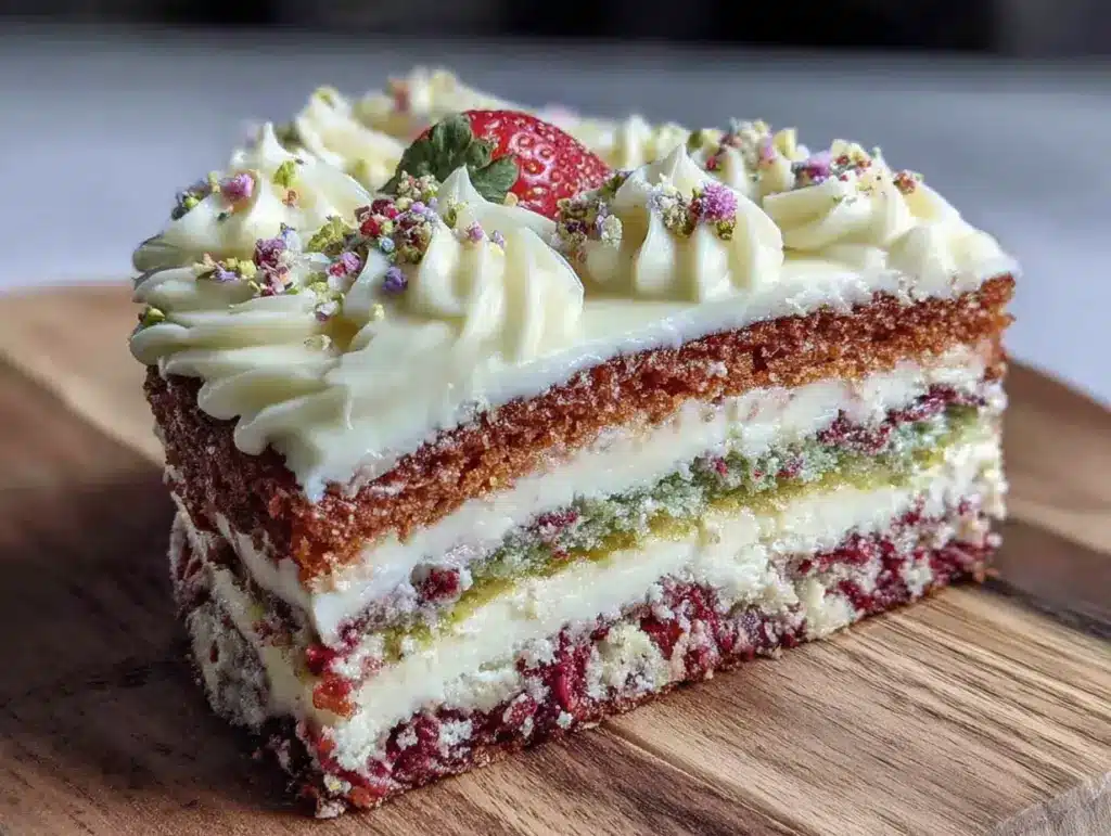 Regenbogen-Kuchen mit Frischkäse-Buttercreme - featured image