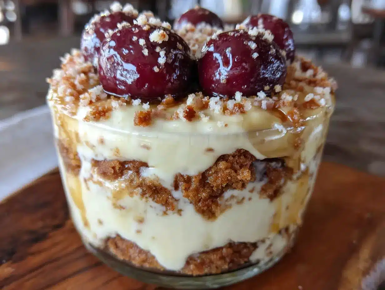 Schnelles Spekulatius-Tiramisu im Glas mit Kirschen preparation steps