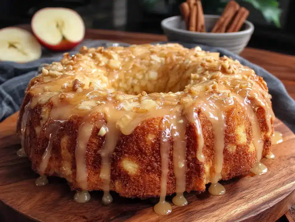 versunkener apfelkuchen mit zimtguss - featured image