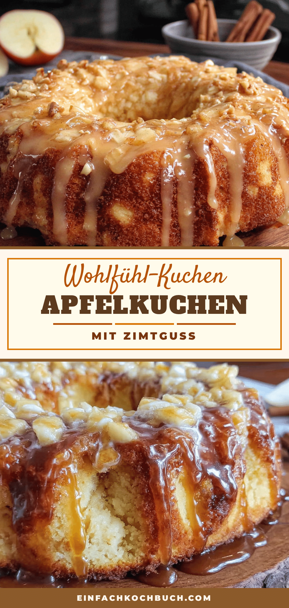 versunkener apfelkuchen mit zimtguss recipe